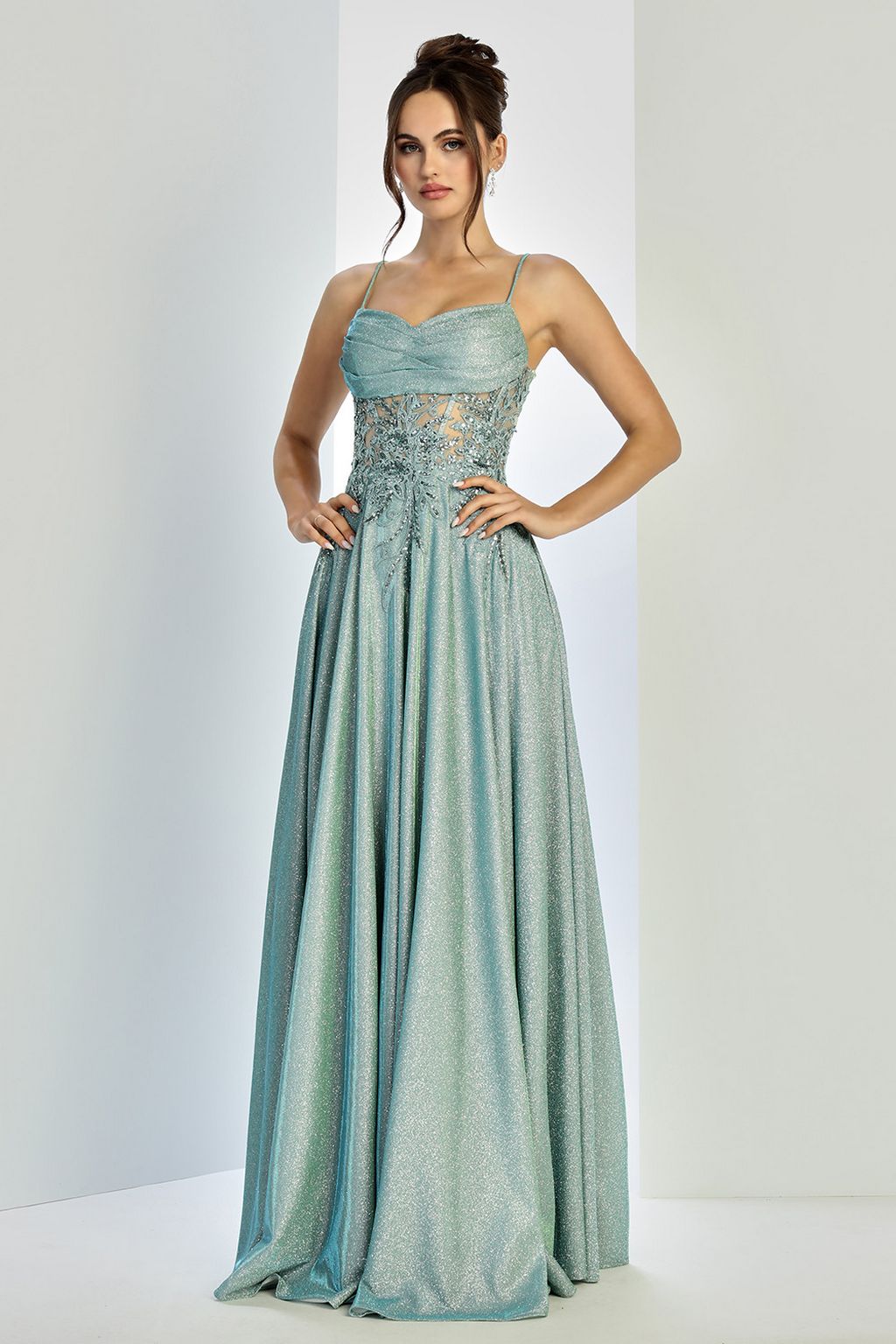 Adora 3232 A Line Gltter Long Sequin Prom Formal Dress
