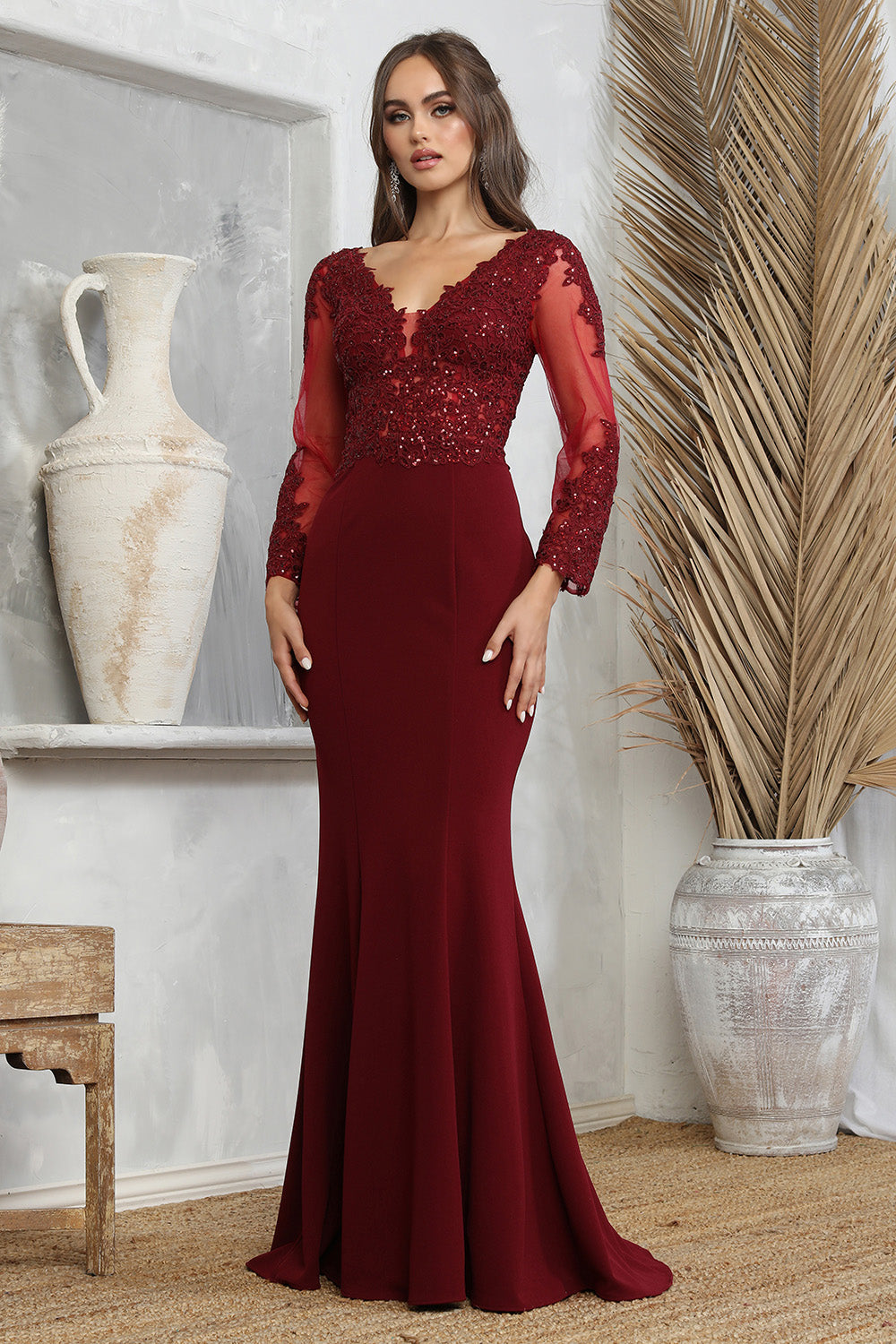 Adora Design 3233 Long Sleeve Formal Fitted Evening Dress