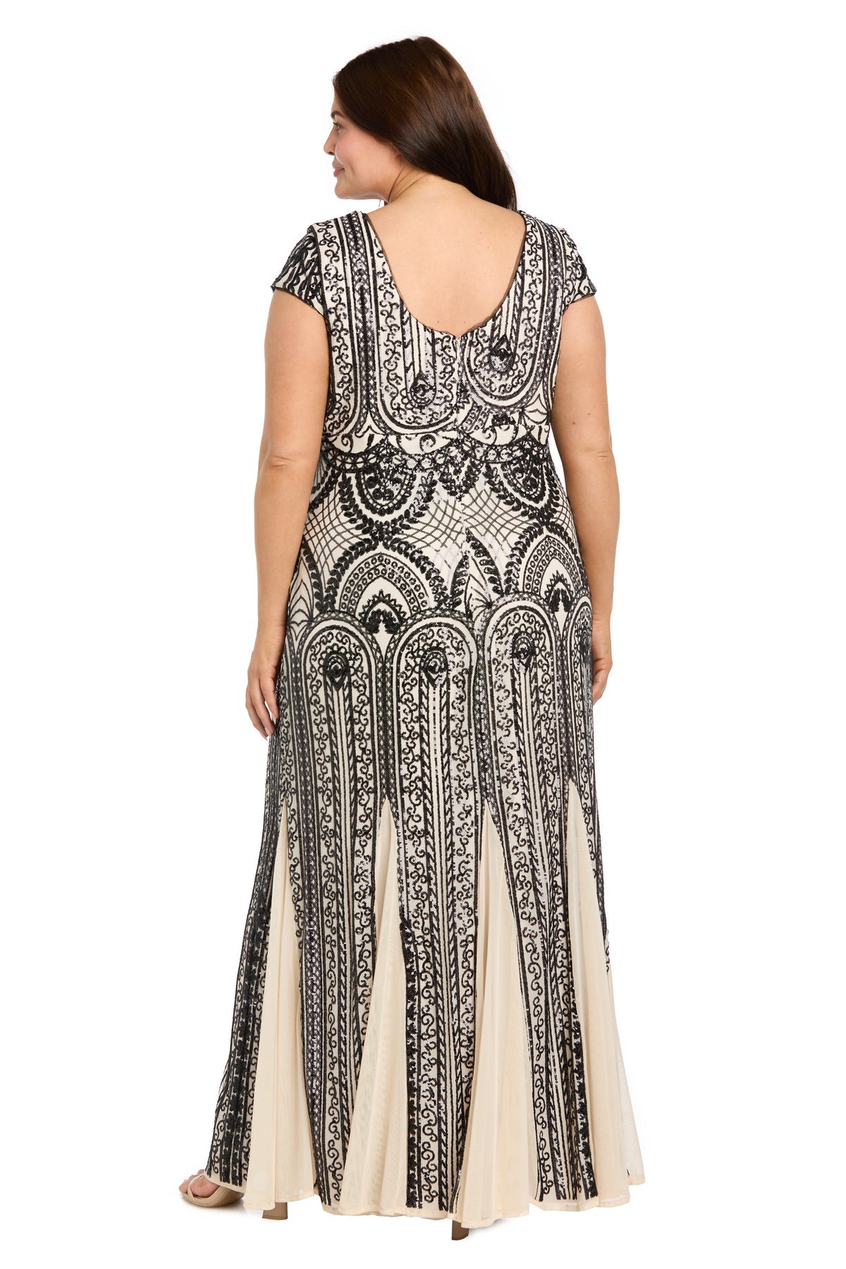 V-Neck Floor-Length Mesh Formal Sheath/Column R&M Richards 3235W
