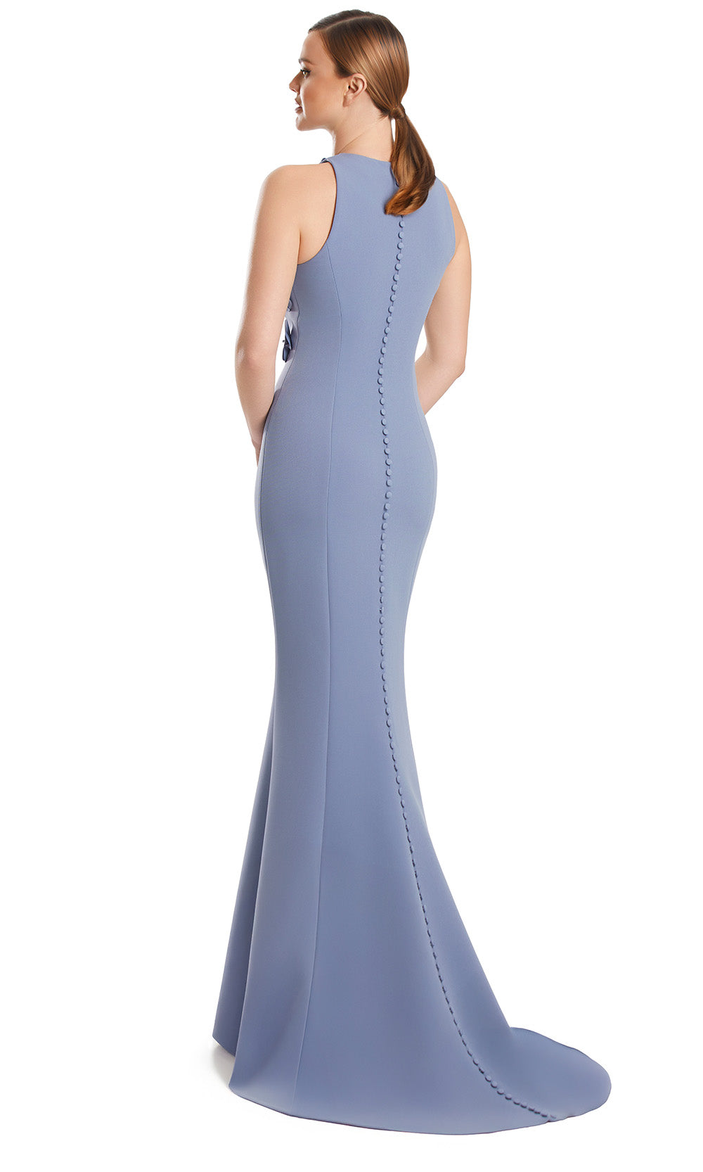Halter Floor-Length Floral AppliquÃ© Gown by Alexander by Daymor 3235S26 in Delphi Blue