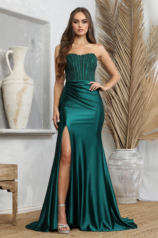 Adora 3235 Long Formal Lace Slit Prom Dress