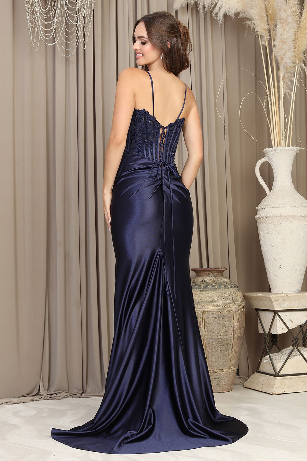 Adora 3235 Long Formal Lace Slit Prom Dress