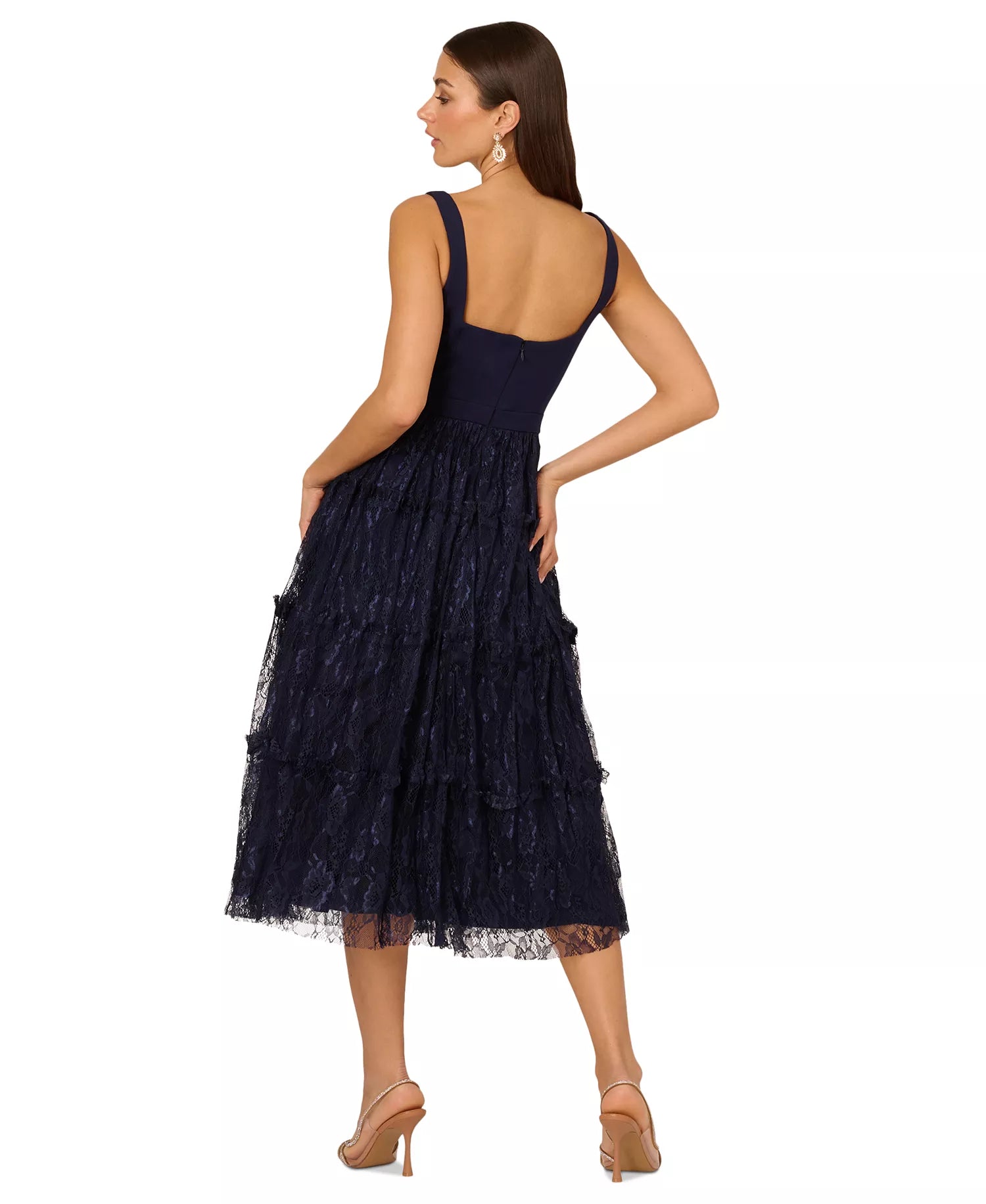 Square Midi Lace Occasion A-Line Adrianna Papell ADAE212024