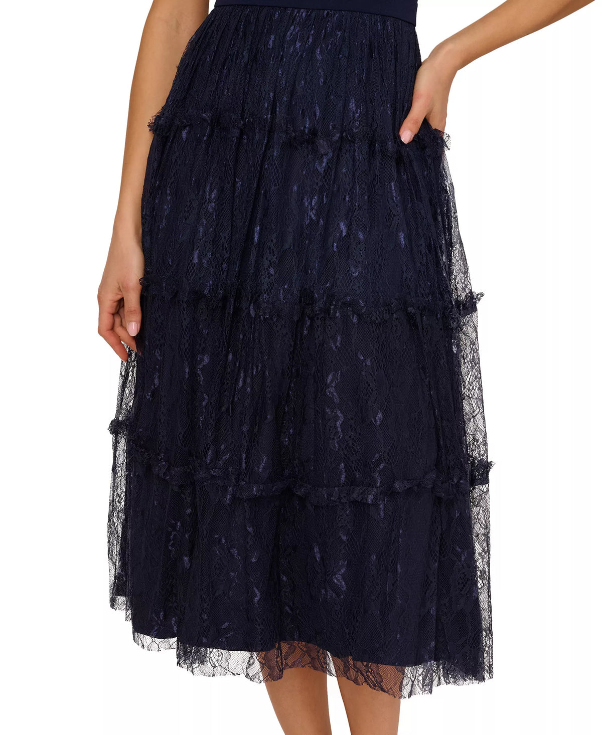 Square Midi Lace Occasion A-Line Adrianna Papell ADAE212024