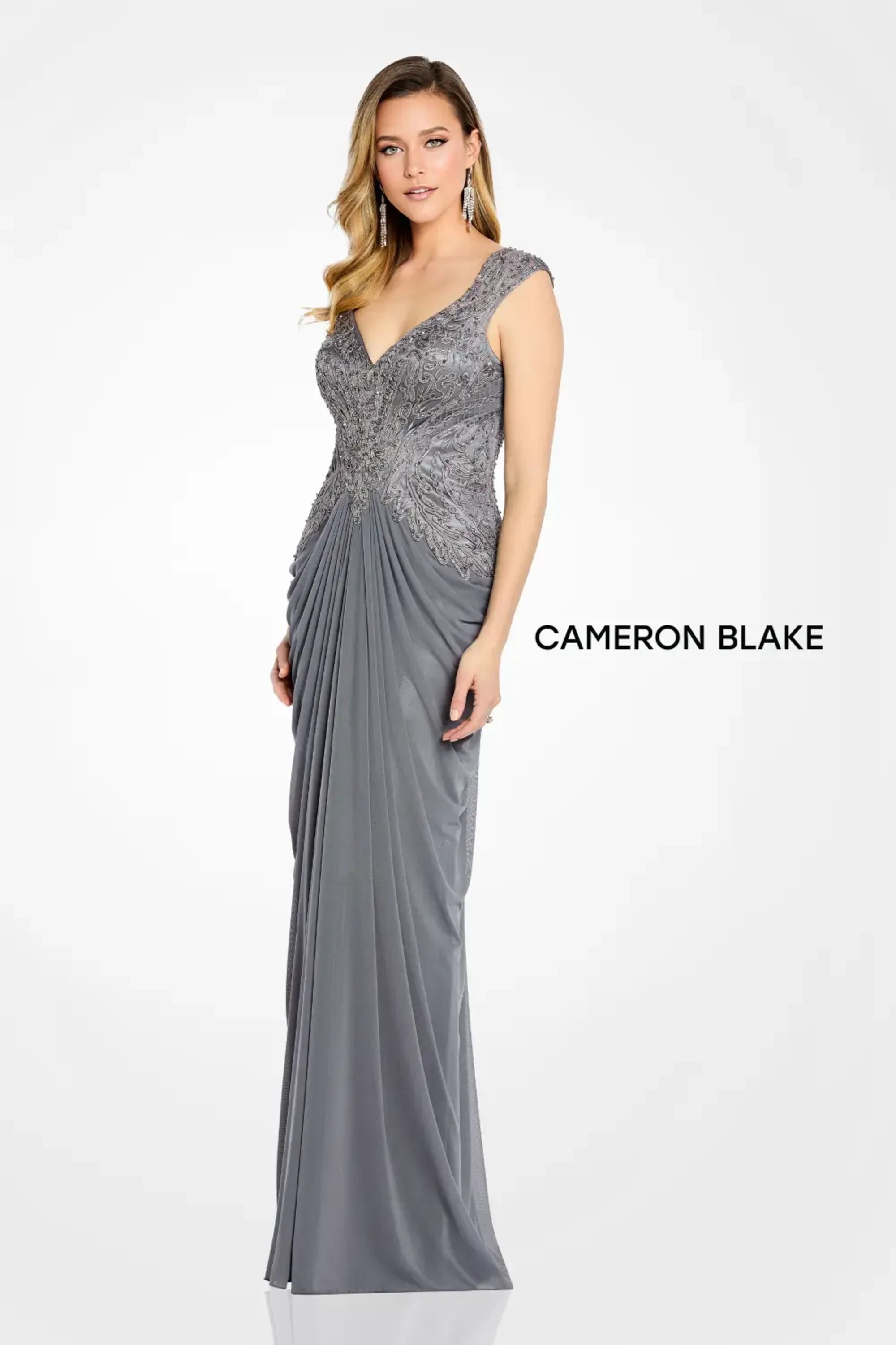 Formal Dresses Beaded Long Formal Evening Dress Pewter