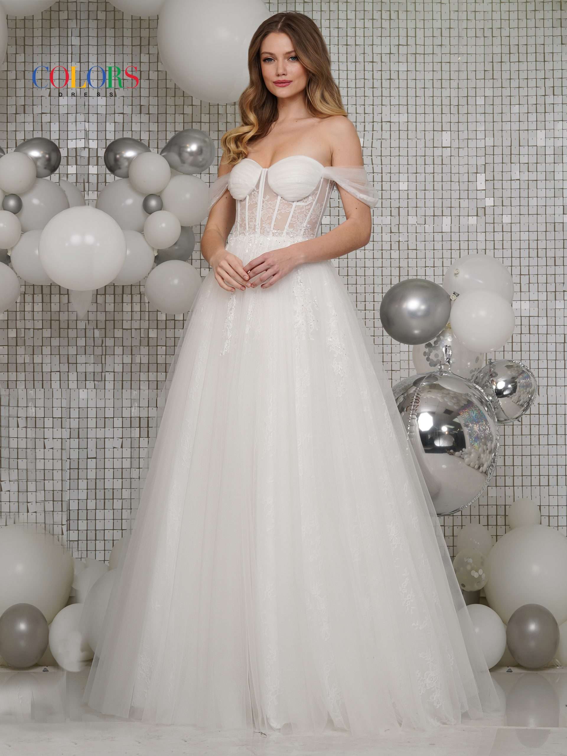 Colors 3240 Long Formal Off Shoulder Prom Ball Gown