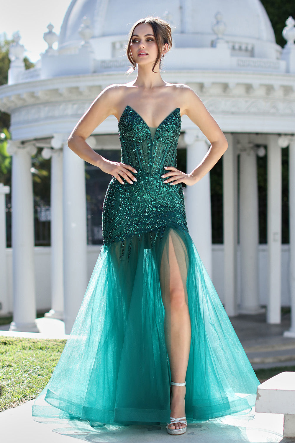 Adora Design 3240 Long Mermaid Formal Beaded Corset Prom Dress