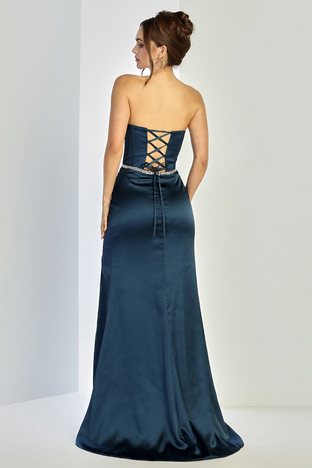 Adora Design 3243 Prom Pleated Long Formal Corset Beaded Dress