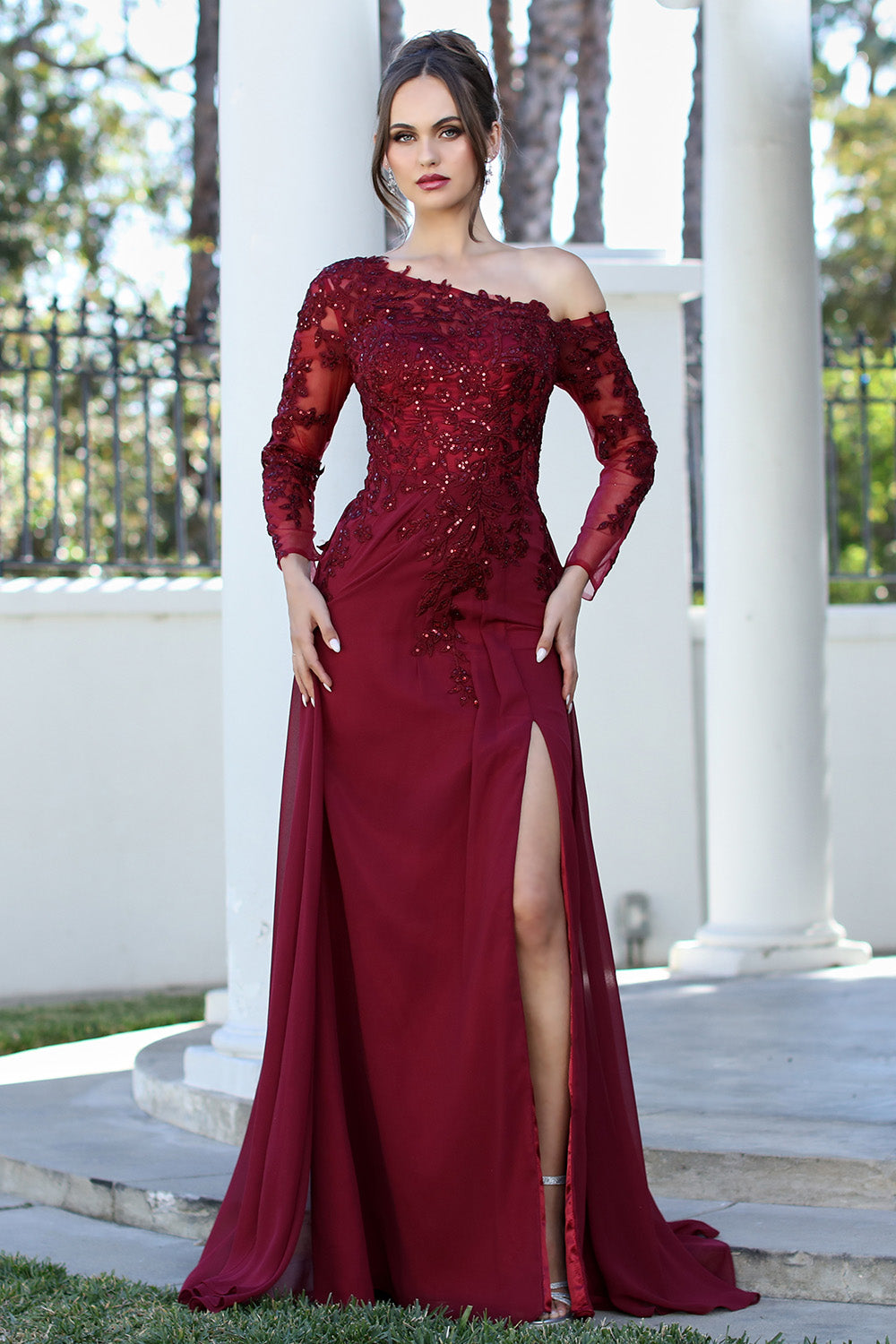 Plus Size Dresses Long Formal A Line Evening Dress Burgundy