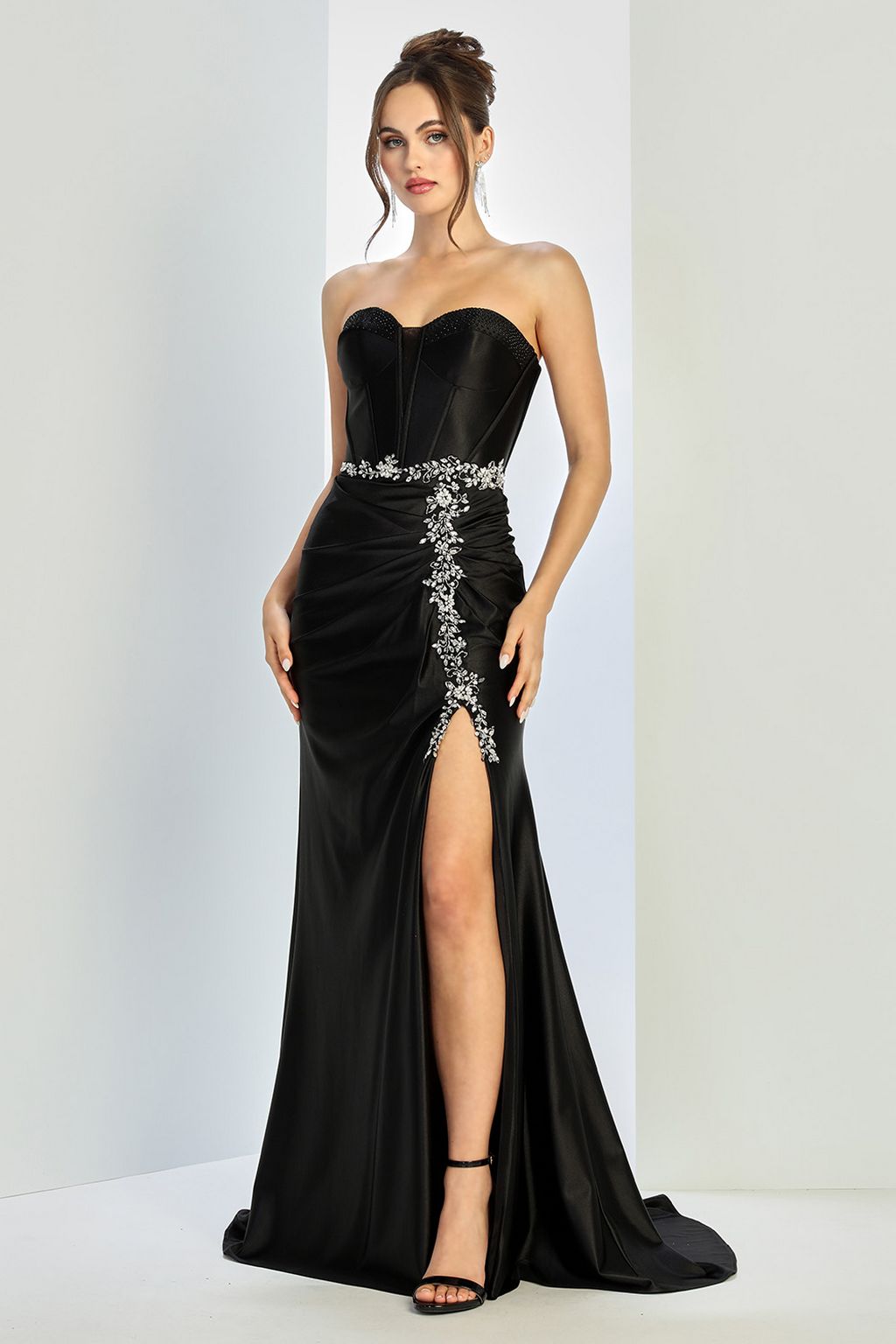 Adora Design 3246 Prom Corset Long Formal Slit Beaded Dress