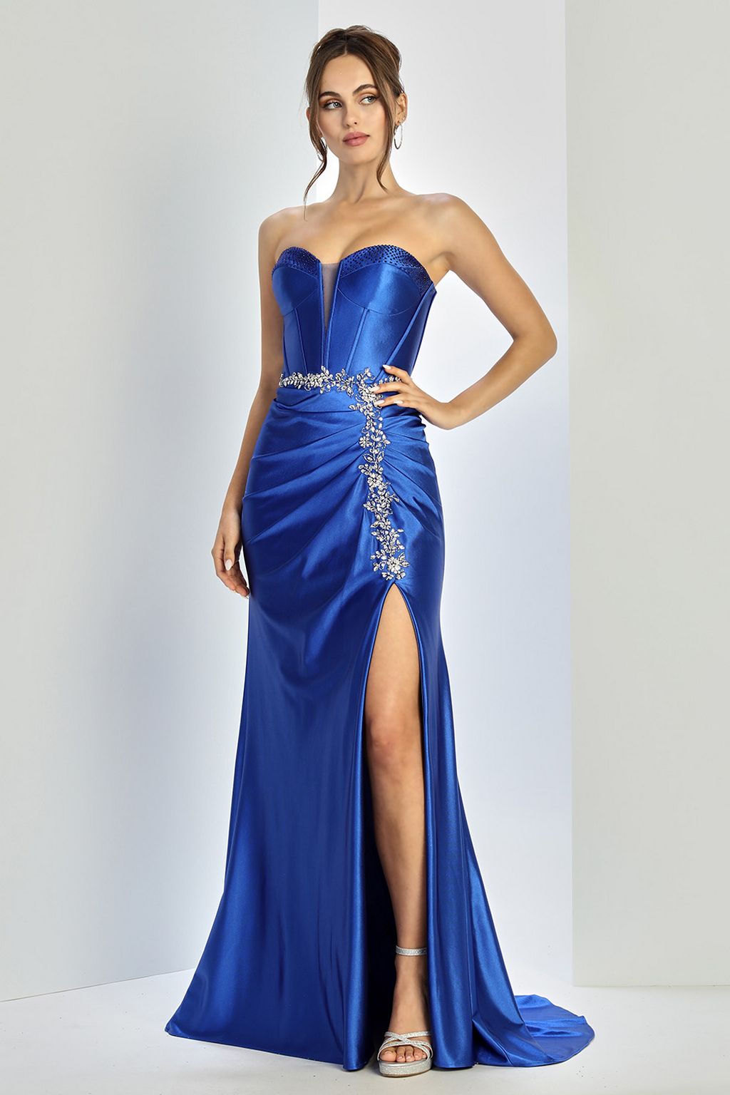 Adora Design 3246 Prom Corset Long Formal Slit Beaded Dress