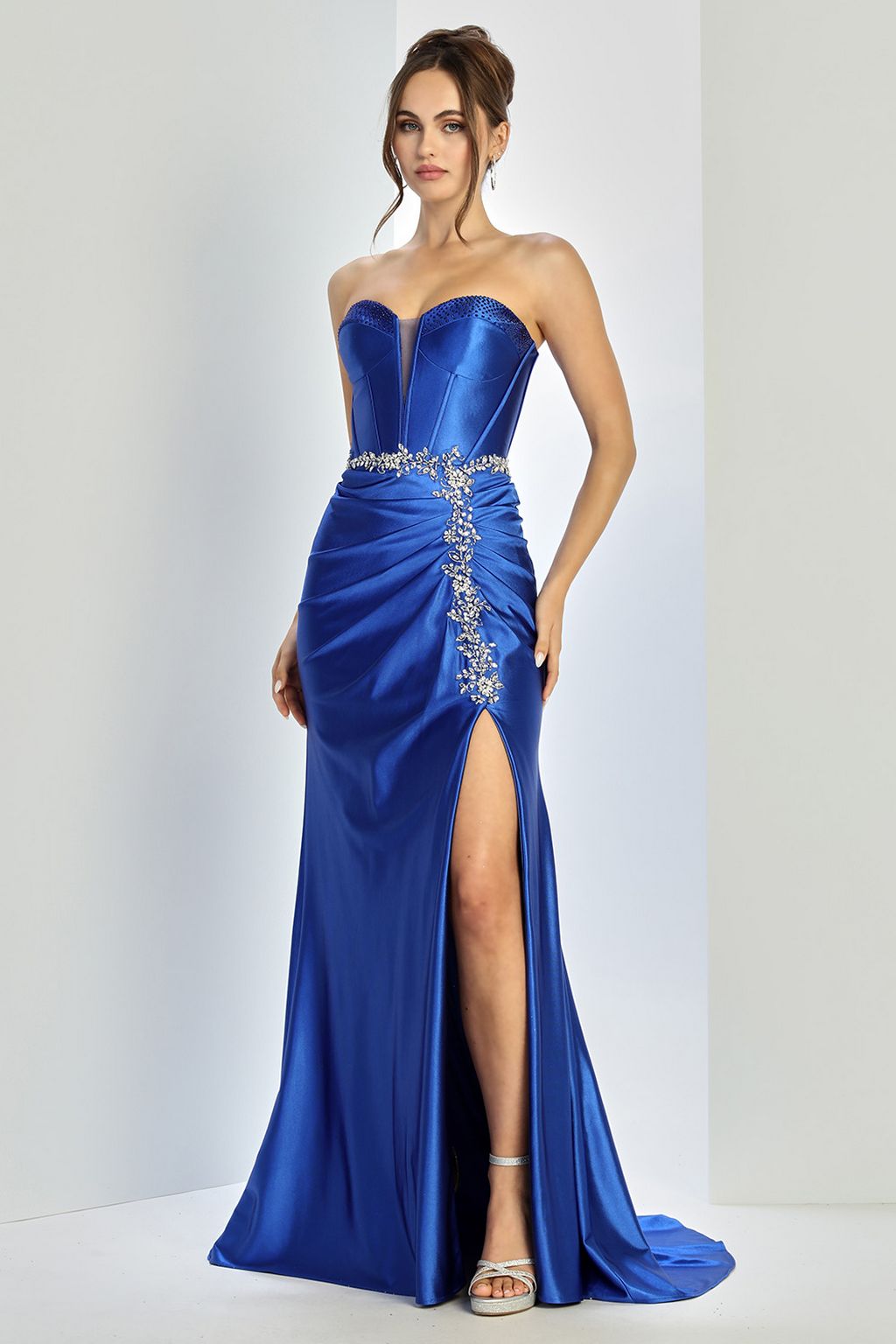 Adora Design 3246 Prom Corset Long Formal Slit Beaded Dress