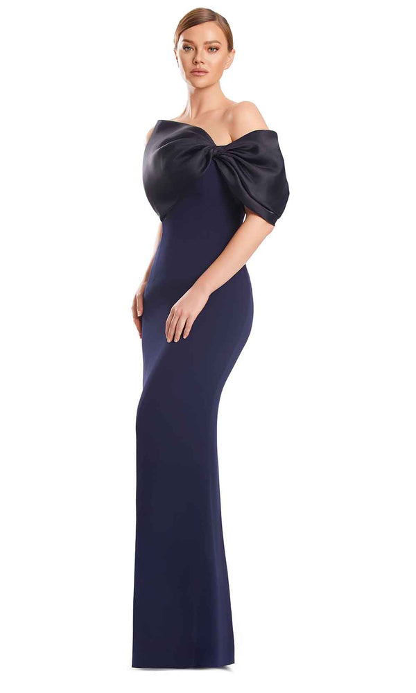 Off-Shoulder Long Satin Evening Gown by Alexander by Daymor 3248S26