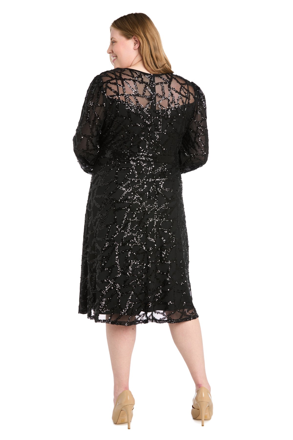 R&M Richards 3250W Short Sequin Cocktail Plus Size Dress