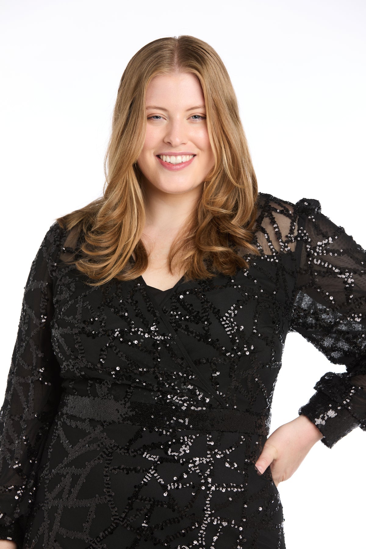 R&M Richards 3250W Short Sequin Cocktail Plus Size Dress