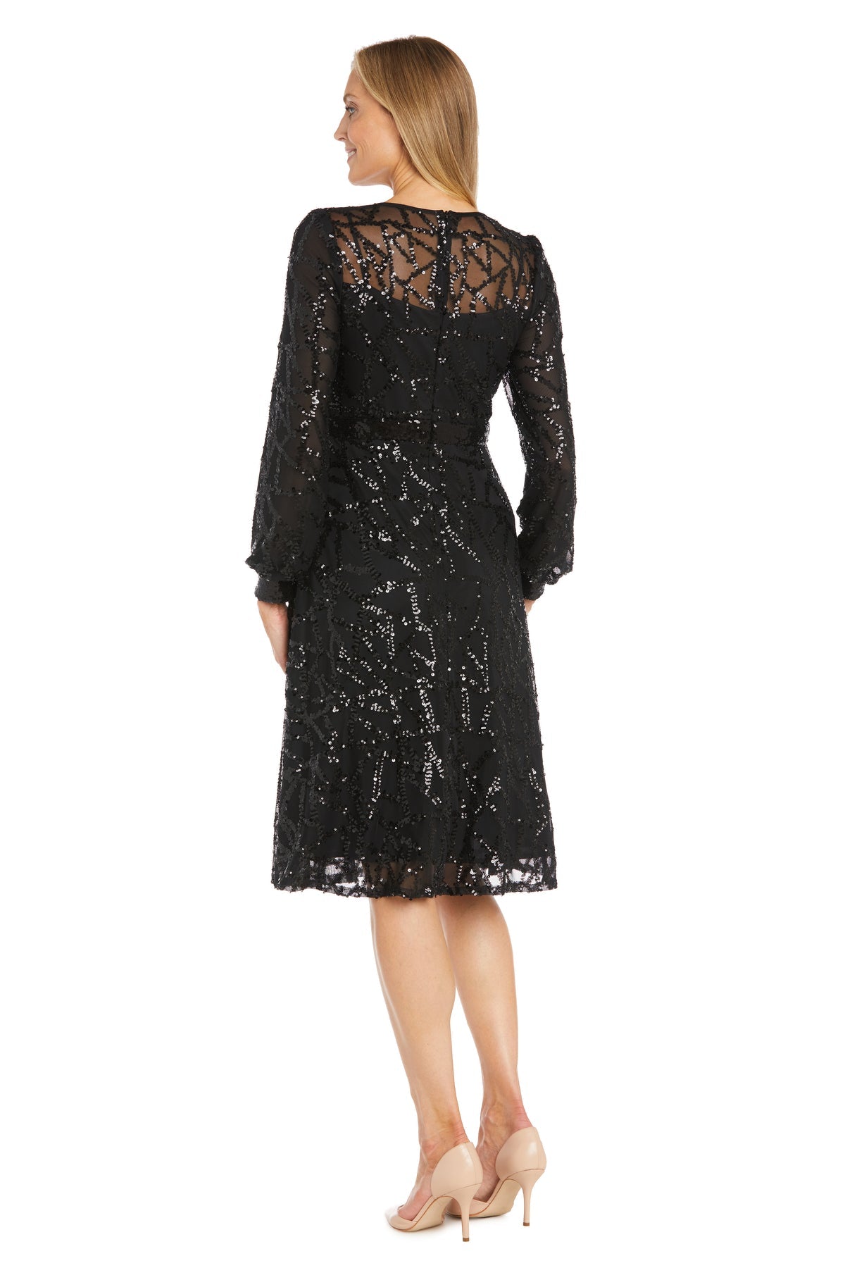 R&M Richards 3250 Short Sequin Blouson Cocktail Dress