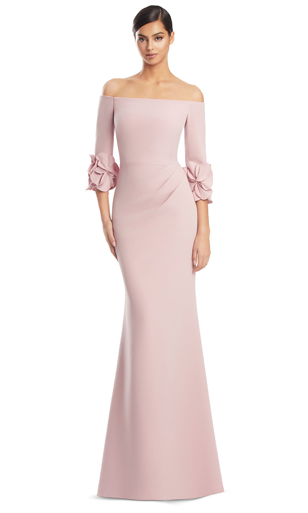 Off-Shoulder Long Crepe Evening Gown by Alexander by Daymor 3251S26 in Quartz
