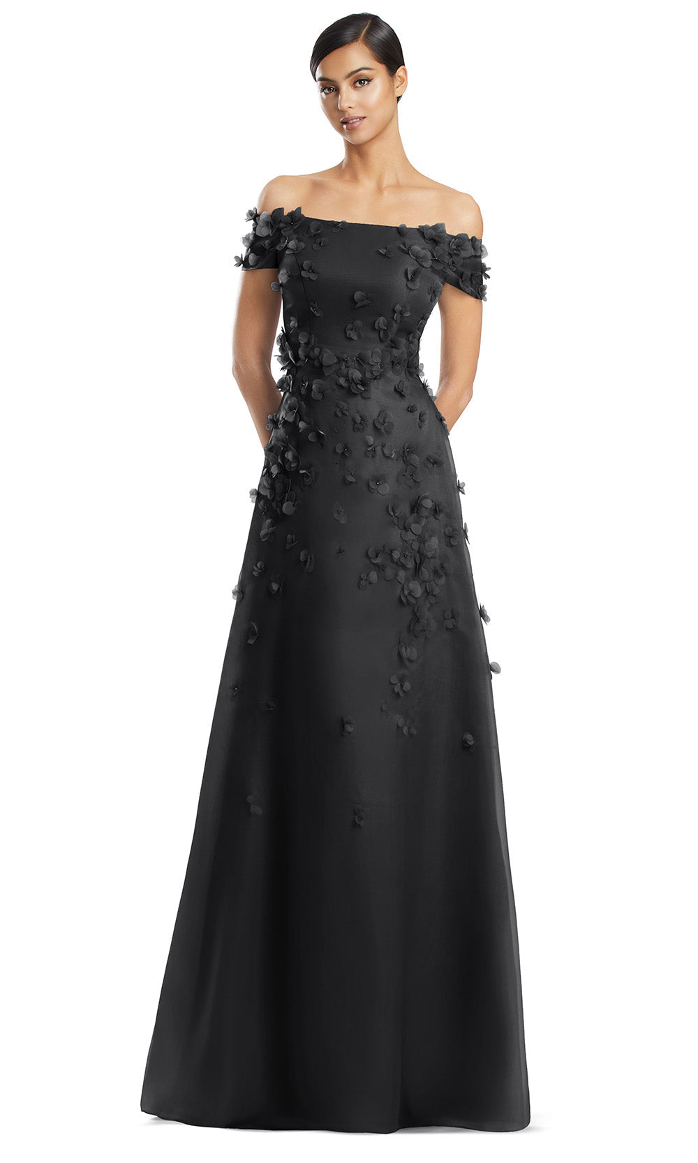 Off-Shoulder Floor-Length Embellished Gown by Alexander by Daymor 3253S26 in Black