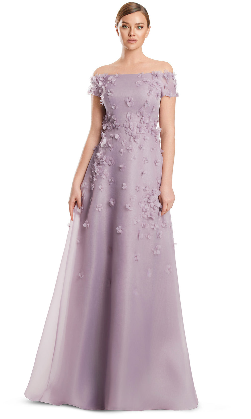 Off-Shoulder Floor-Length Embellished Gown by Alexander by Daymor 3253S26 in Lilac