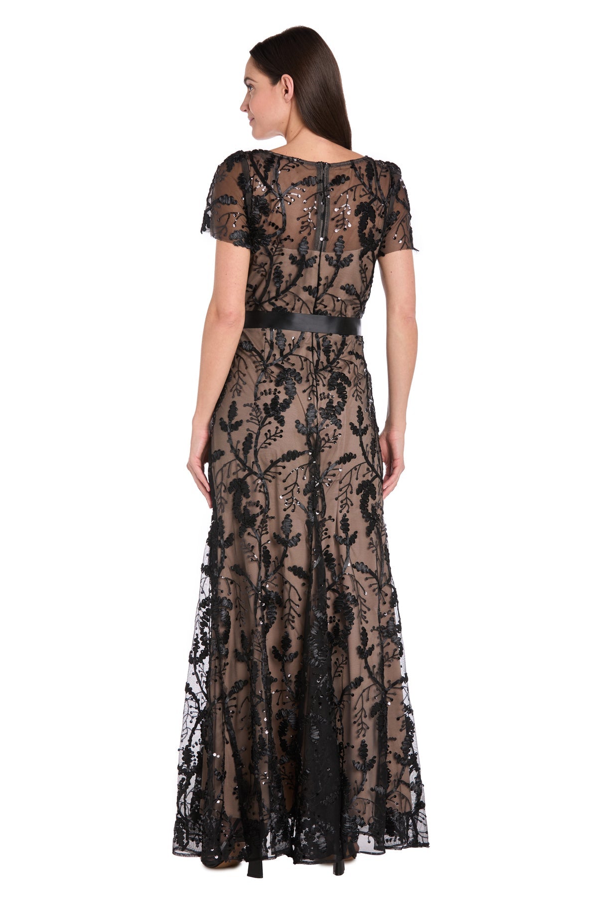 Prom Dresses Long Formal Floral Prom Dress Black/Nude
