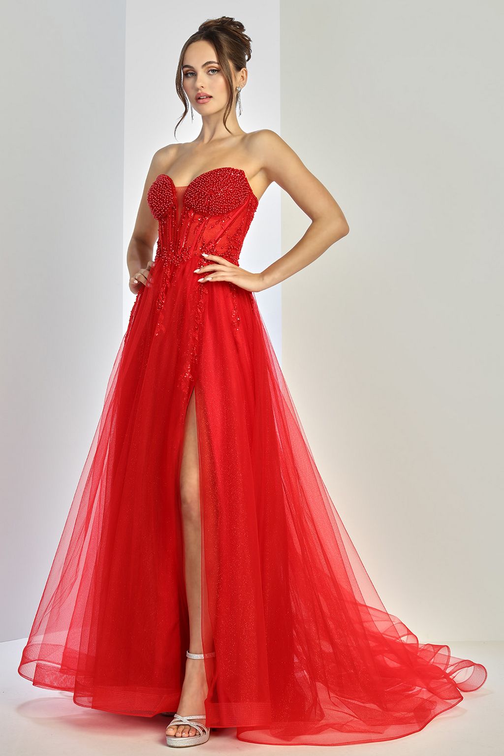 Adora Design 3262 Formal Long Ball Gown Beaded Corset Prom Dress