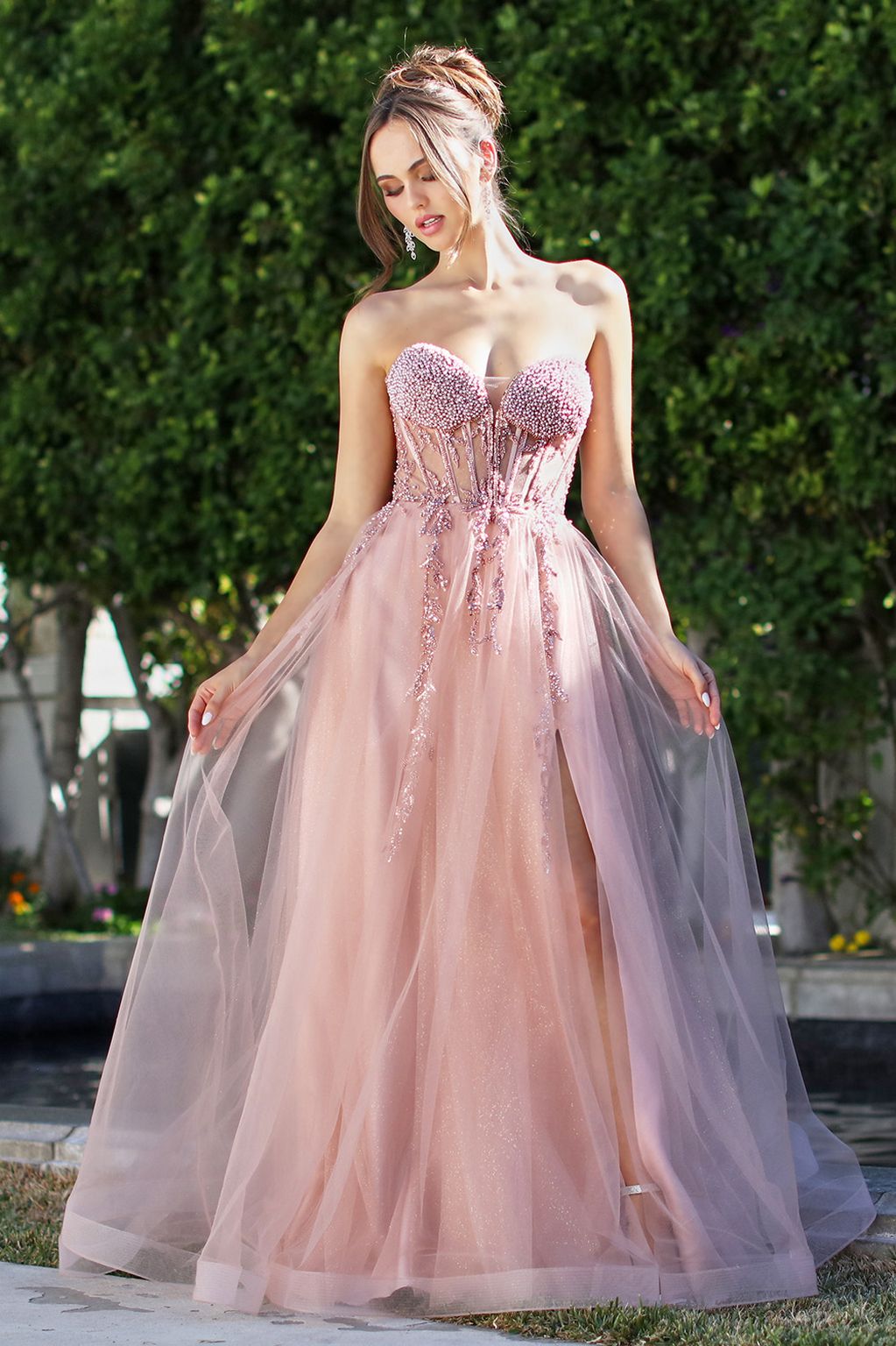 Adora Design 3262 Formal Long Ball Gown Beaded Corset Prom Dress