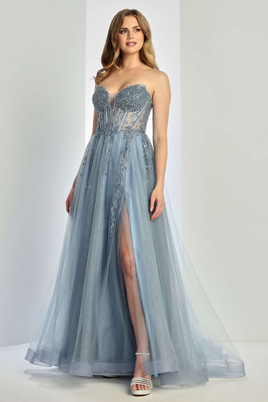 Adora Design 3262 Formal Long Ball Gown Beaded Corset Prom Dress