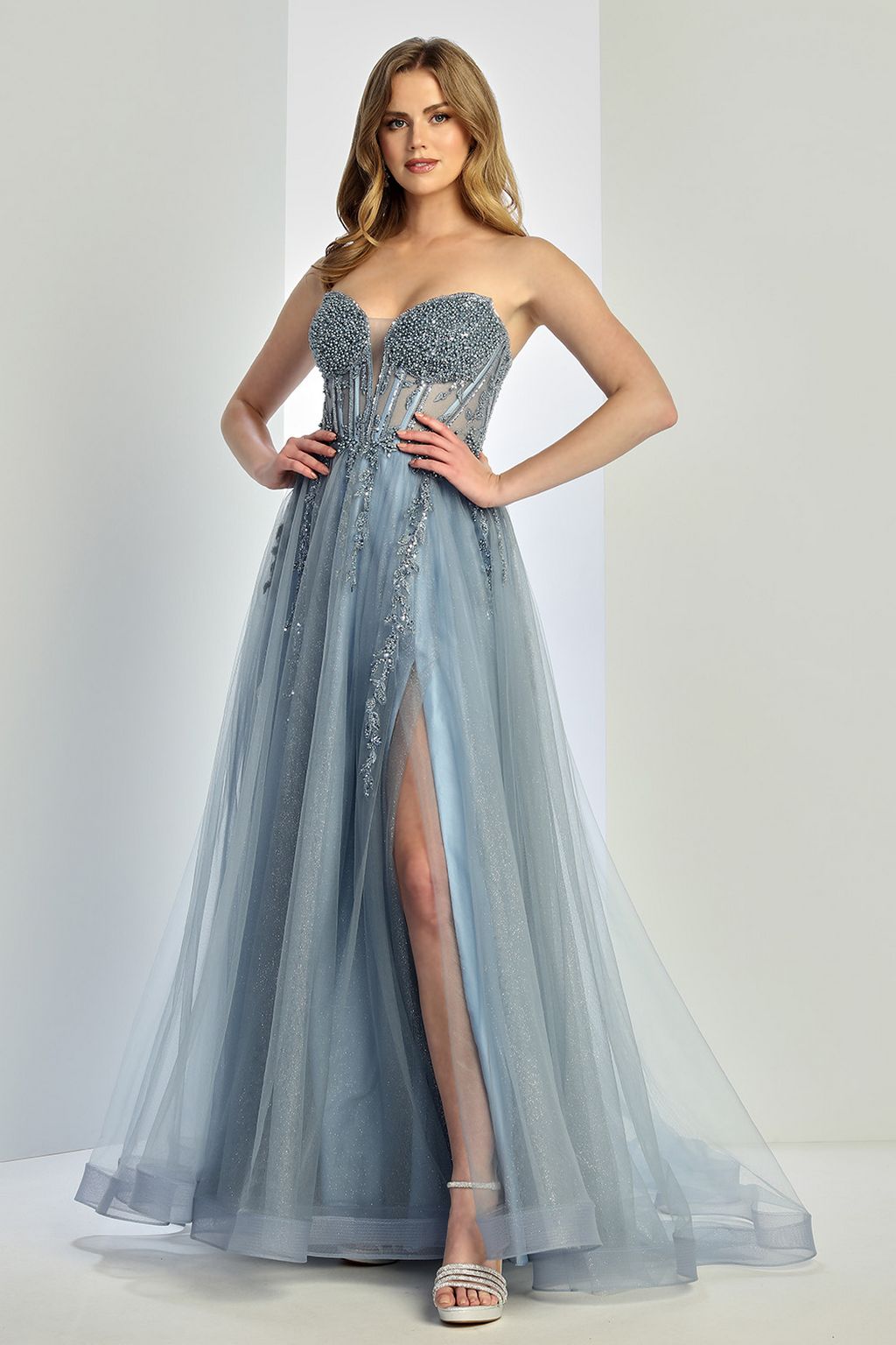 Adora Design 3262 Formal Long Ball Gown Beaded Corset Prom Dress