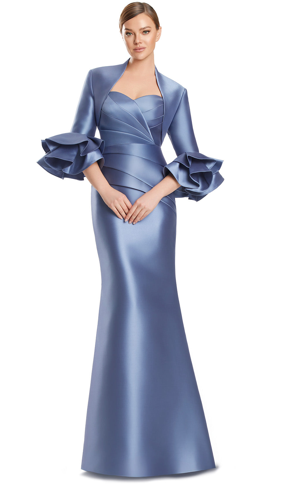 Sweetheart Floor Length Satin Evening Gown by Alexander by Daymor 3263S26 in Delphi Blue