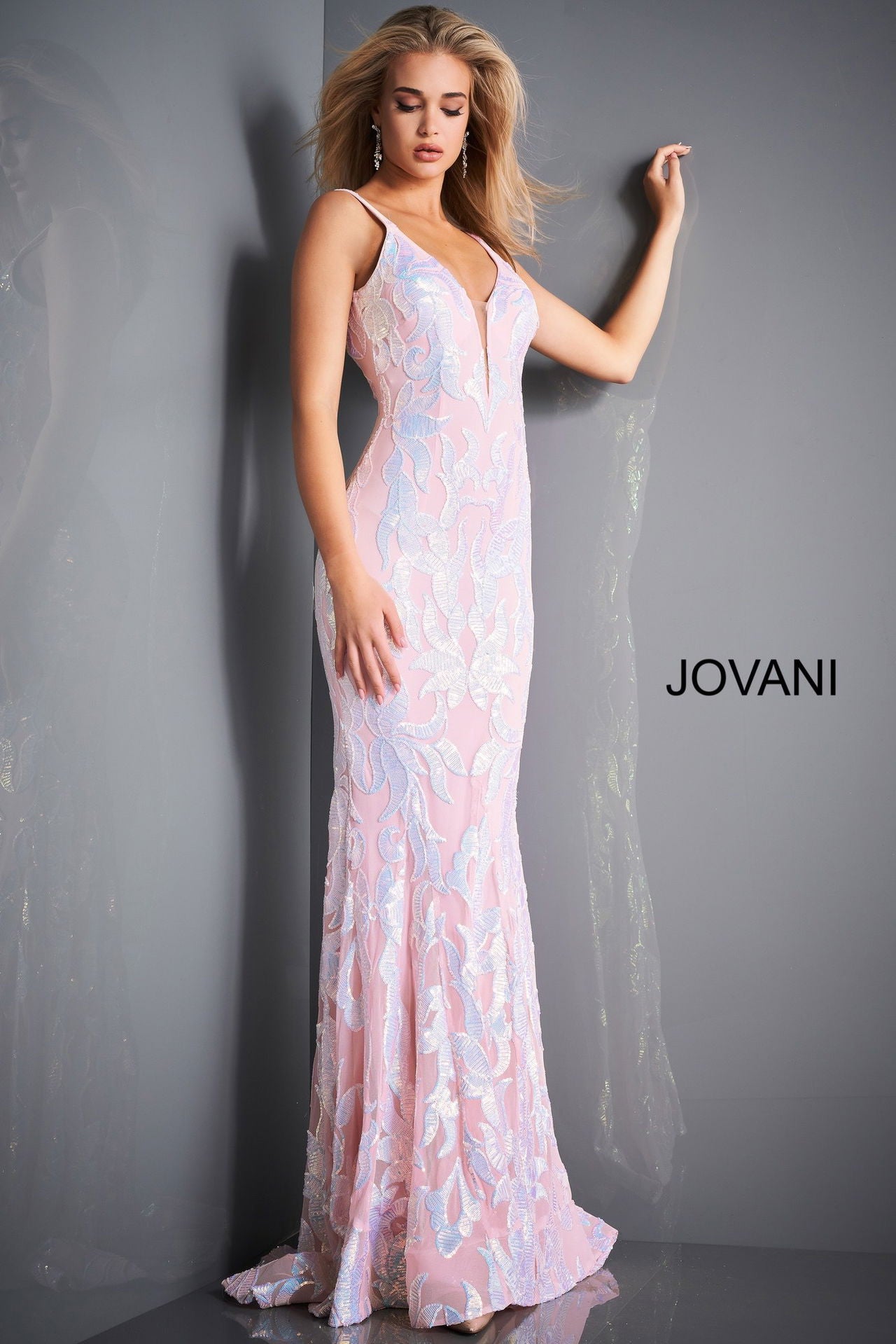 Jovani 3263 Beaded Sequin Long Formal Mermaid Prom Dress