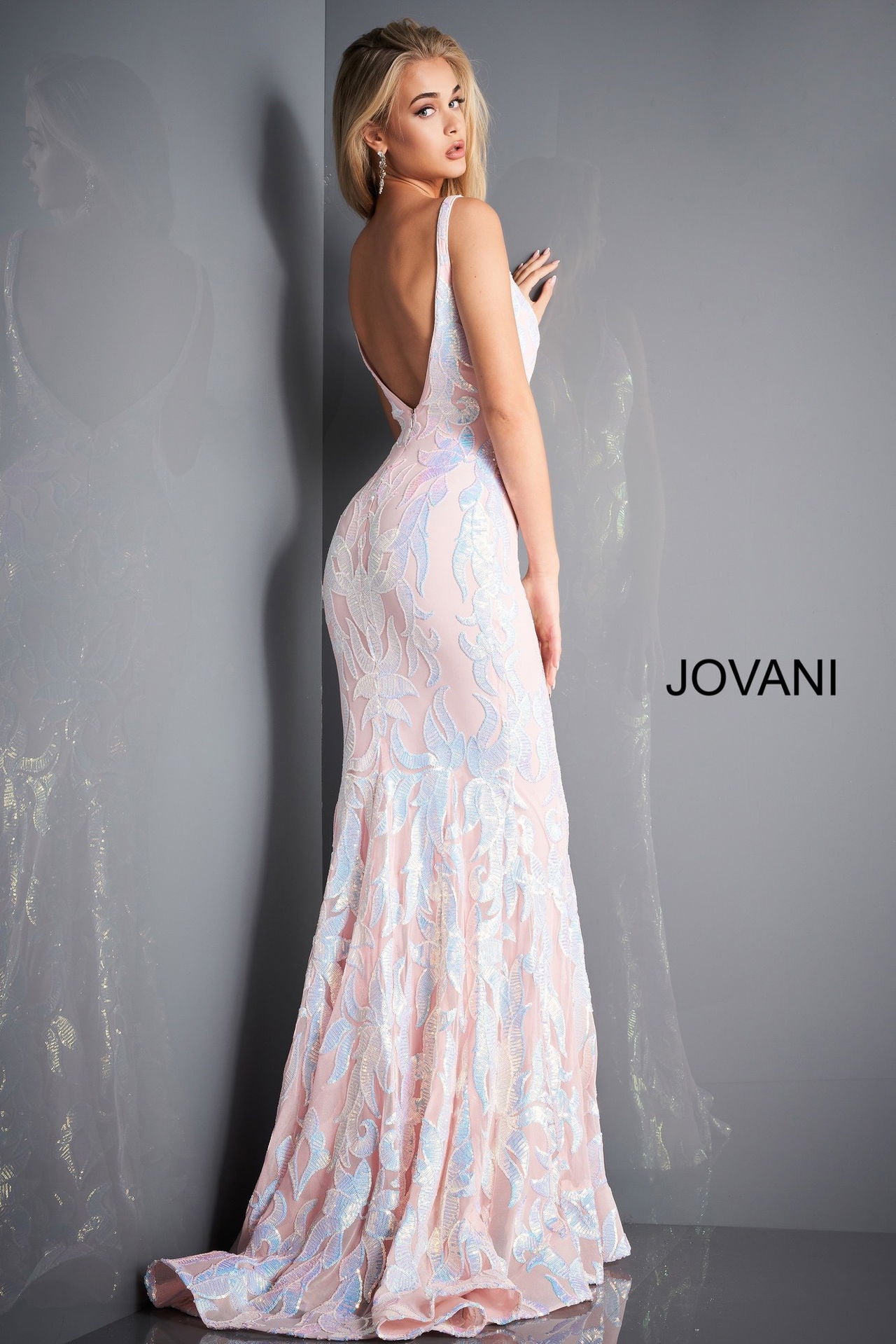 Jovani 3263 Beaded Sequin Long Formal Mermaid Prom Dress