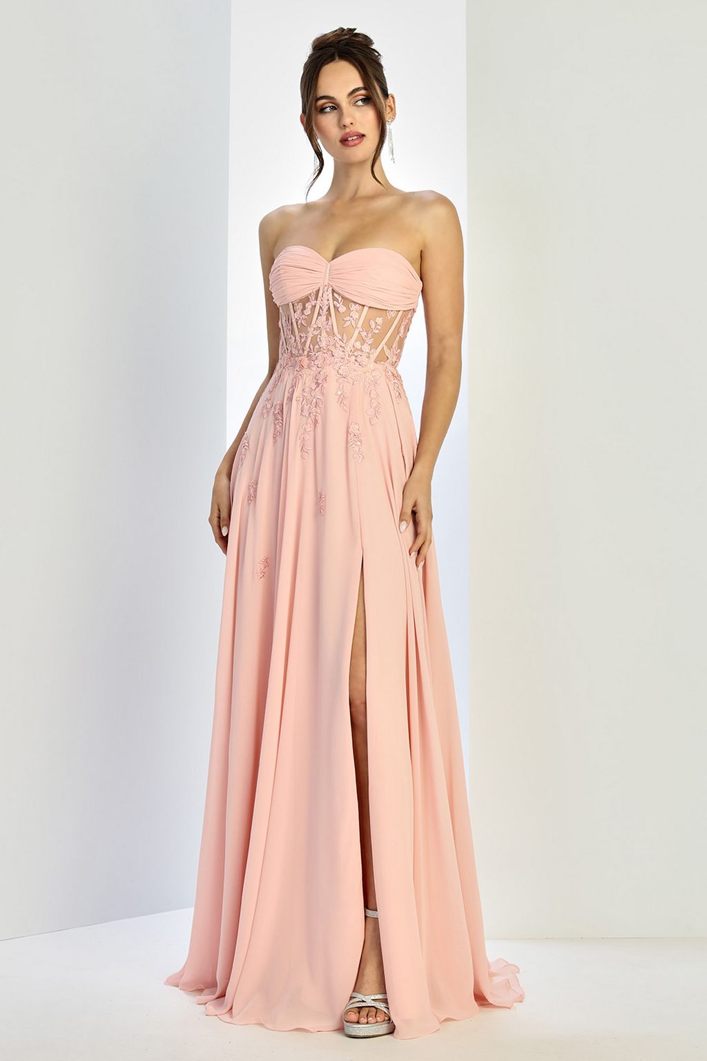 Adora Design 3264 Prom Long A Line Corset Slit Formal Dress