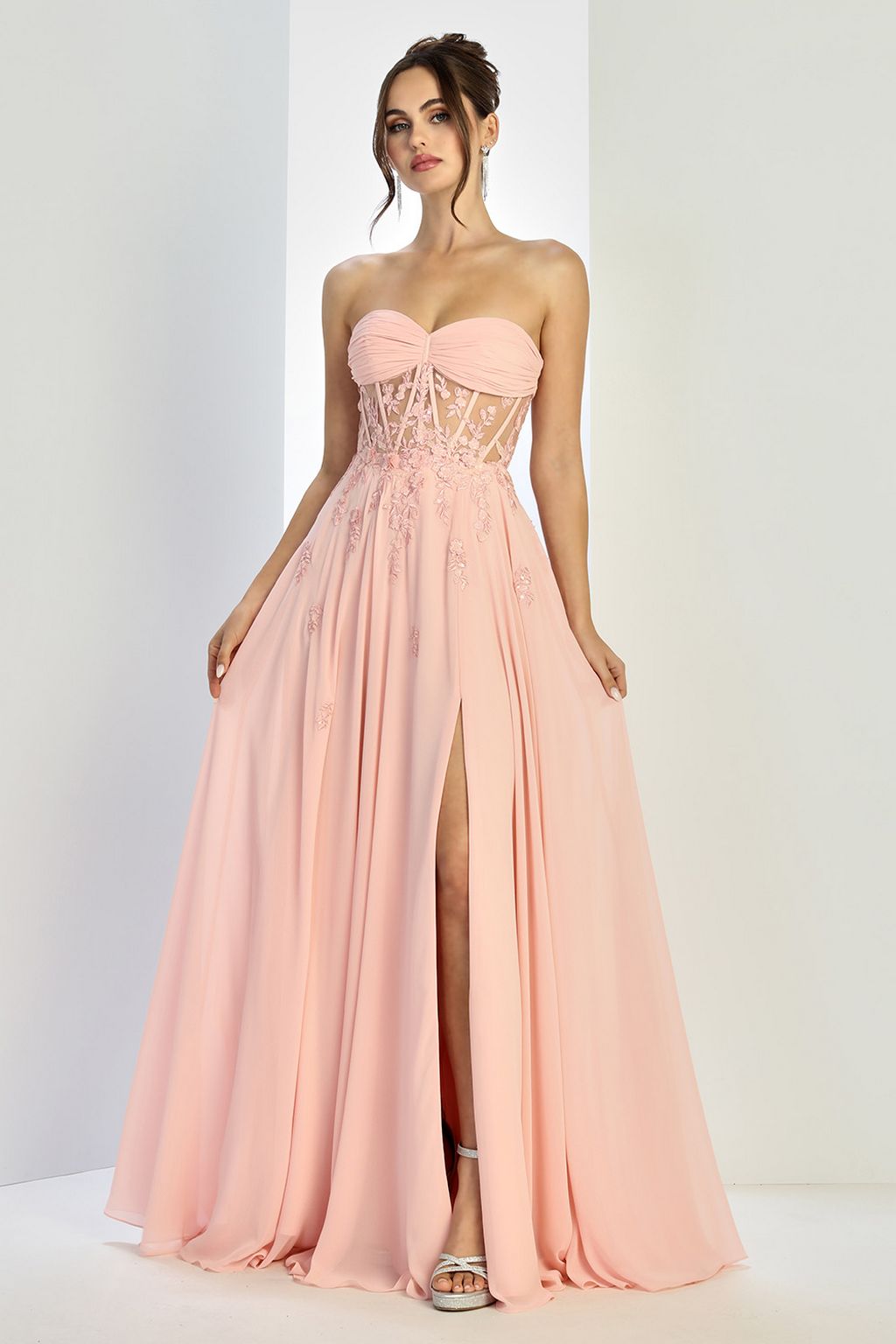 Adora Design 3264 Prom Long A Line Corset Slit Formal Dress