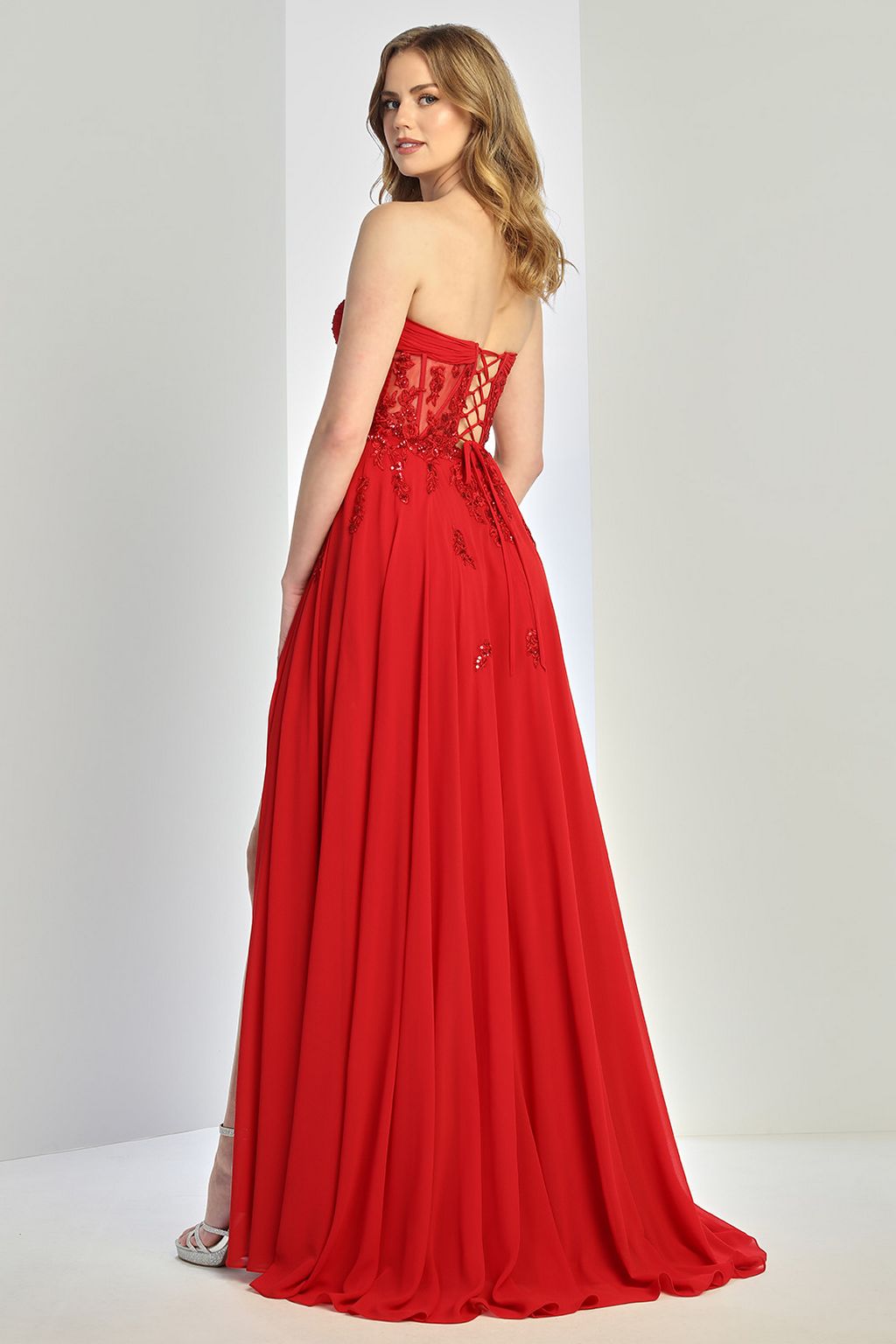 Adora Design 3264 Prom Long A Line Corset Slit Formal Dress