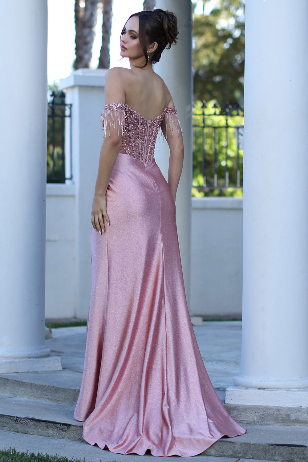 Adora Design 3268 Off Shoulder Sequin Glitter Corset Prom Gown