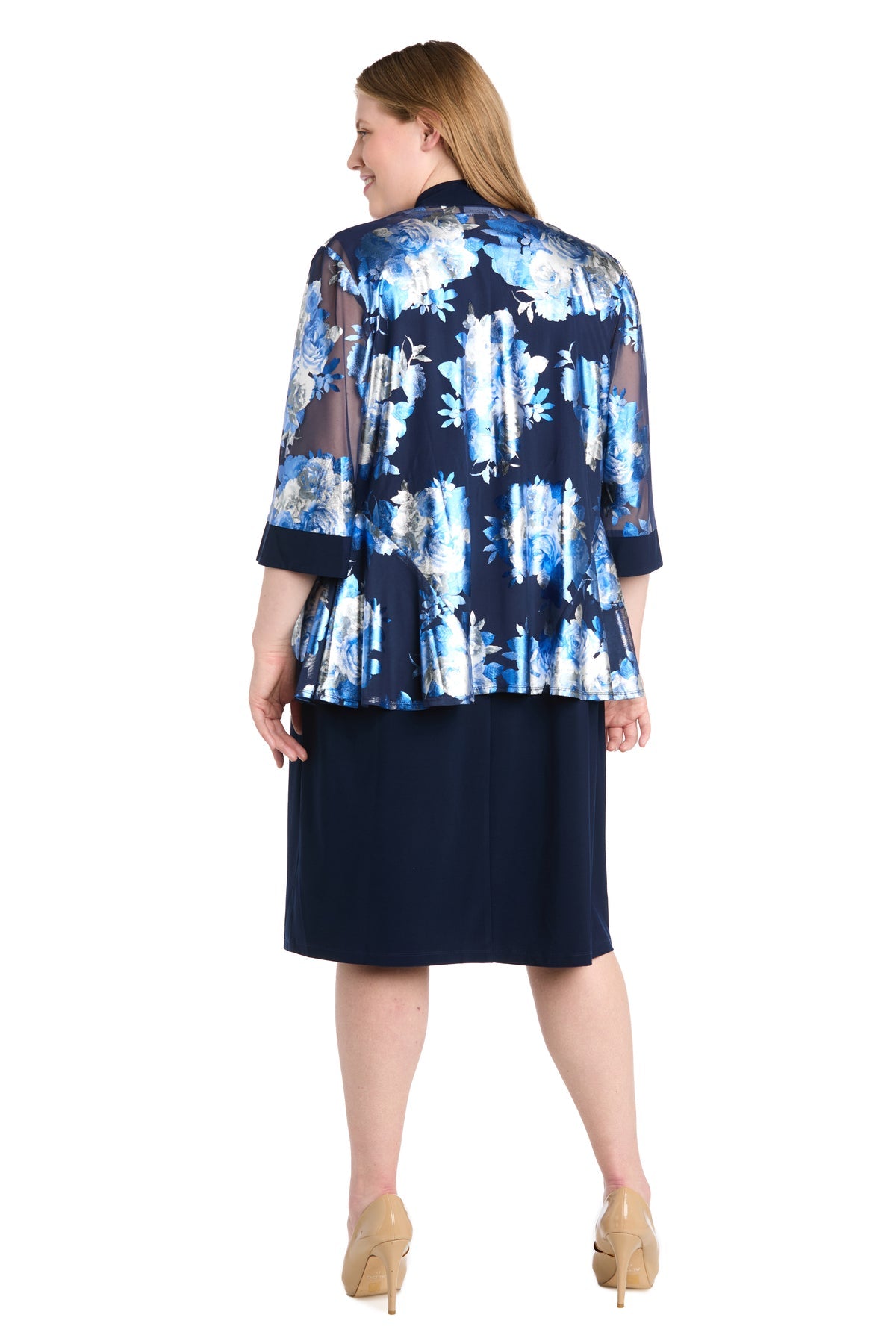 R&M Richards 3269W Plus Size Short Metallic Jacket Dress