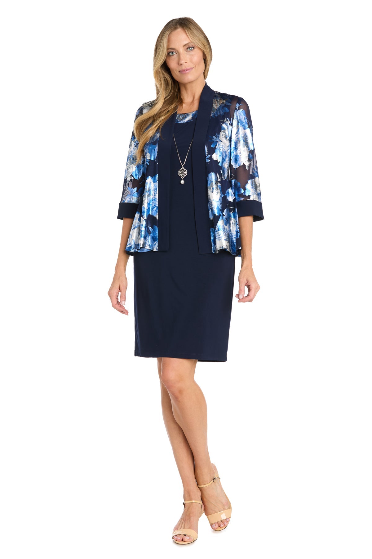 R&M Richards 3269P Short Metallic Jacket Petite Dress
