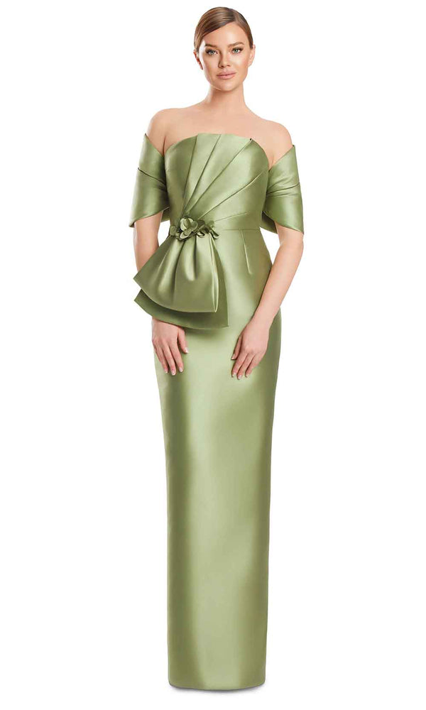 Off-Shoulder Long Satin Evening Gown by Alexander by Daymor 3271S26