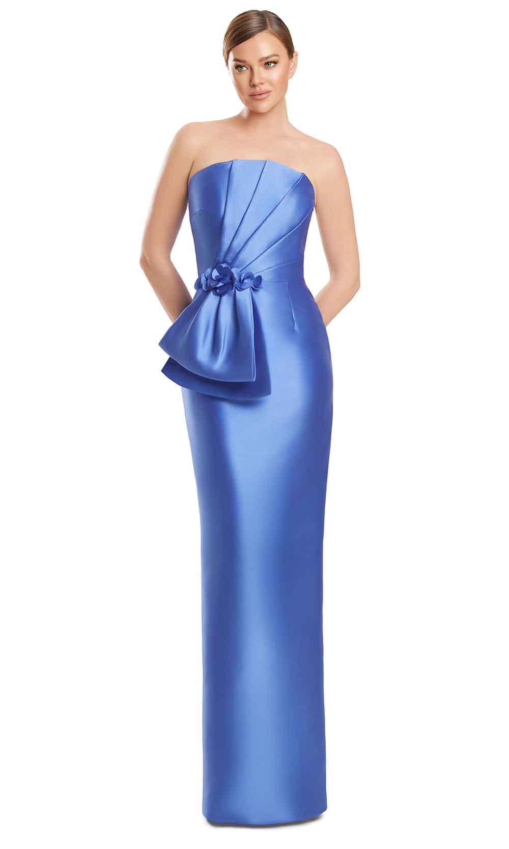 Off-Shoulder Long Satin Evening Gown by Alexander by Daymor 3271S26 in Periwinkle