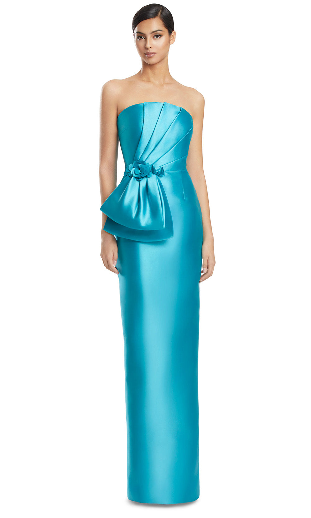 Off-Shoulder Long Satin Evening Gown by Alexander by Daymor 3271S26 in Turquoise