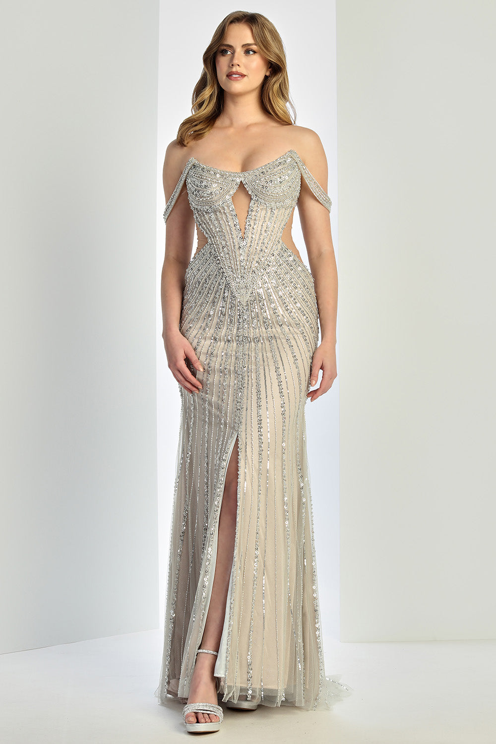 Adora Design 3271 Prom Fitted Long Formal Beaded Sequin Evening Dress