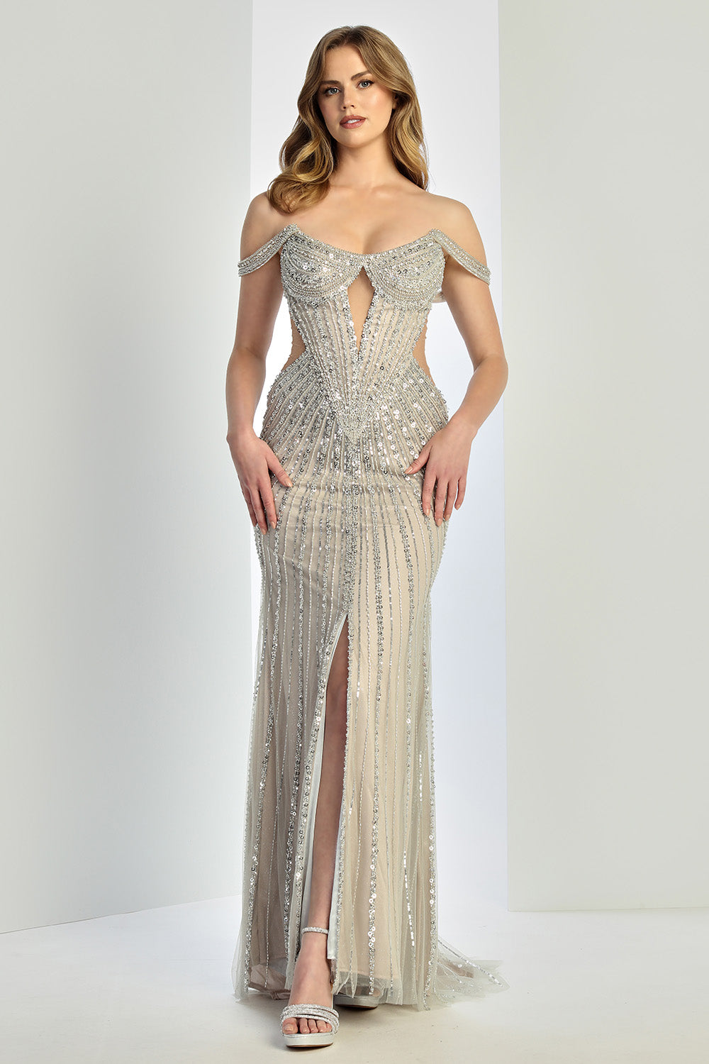 Adora Design 3271 Prom Fitted Long Formal Beaded Sequin Evening Dress