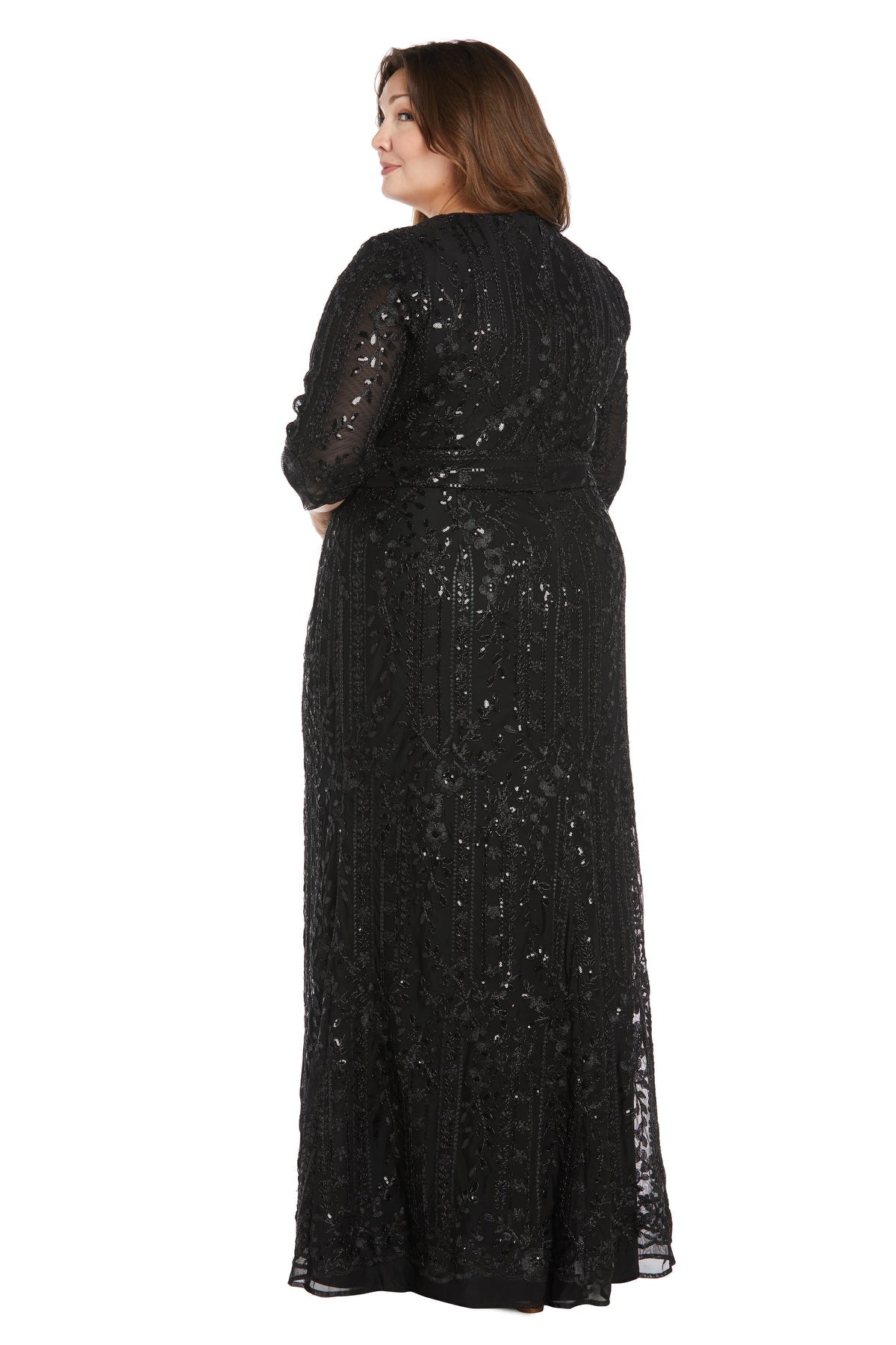 Plus Size Dresses Long Formal Metallic Plus Size Dress Black