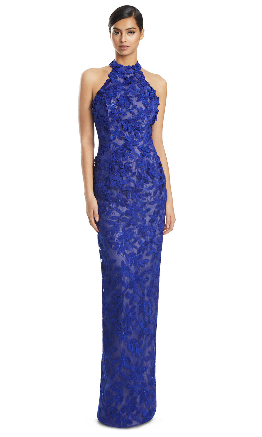 Halter Neck Long Lace Evening Gown by Alexander by Daymor 3277S26 in Sapphire