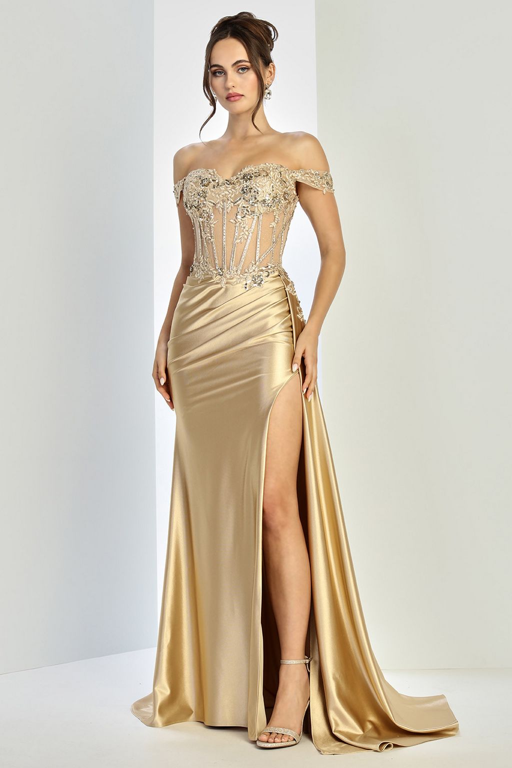 Adora Design 3281 Fitted Prom Long Formal Applique Corset Dress