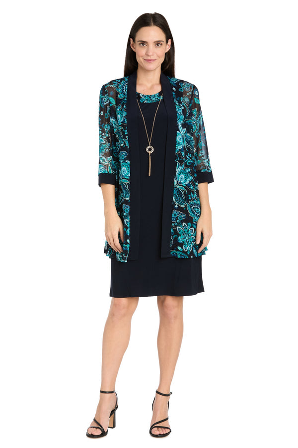 Short Printed Dress Two Piece Cocktail R&M Richards 3283