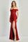Prom Dresses Glitter Prom Long Formal Corset Slit Dress Burgundy
