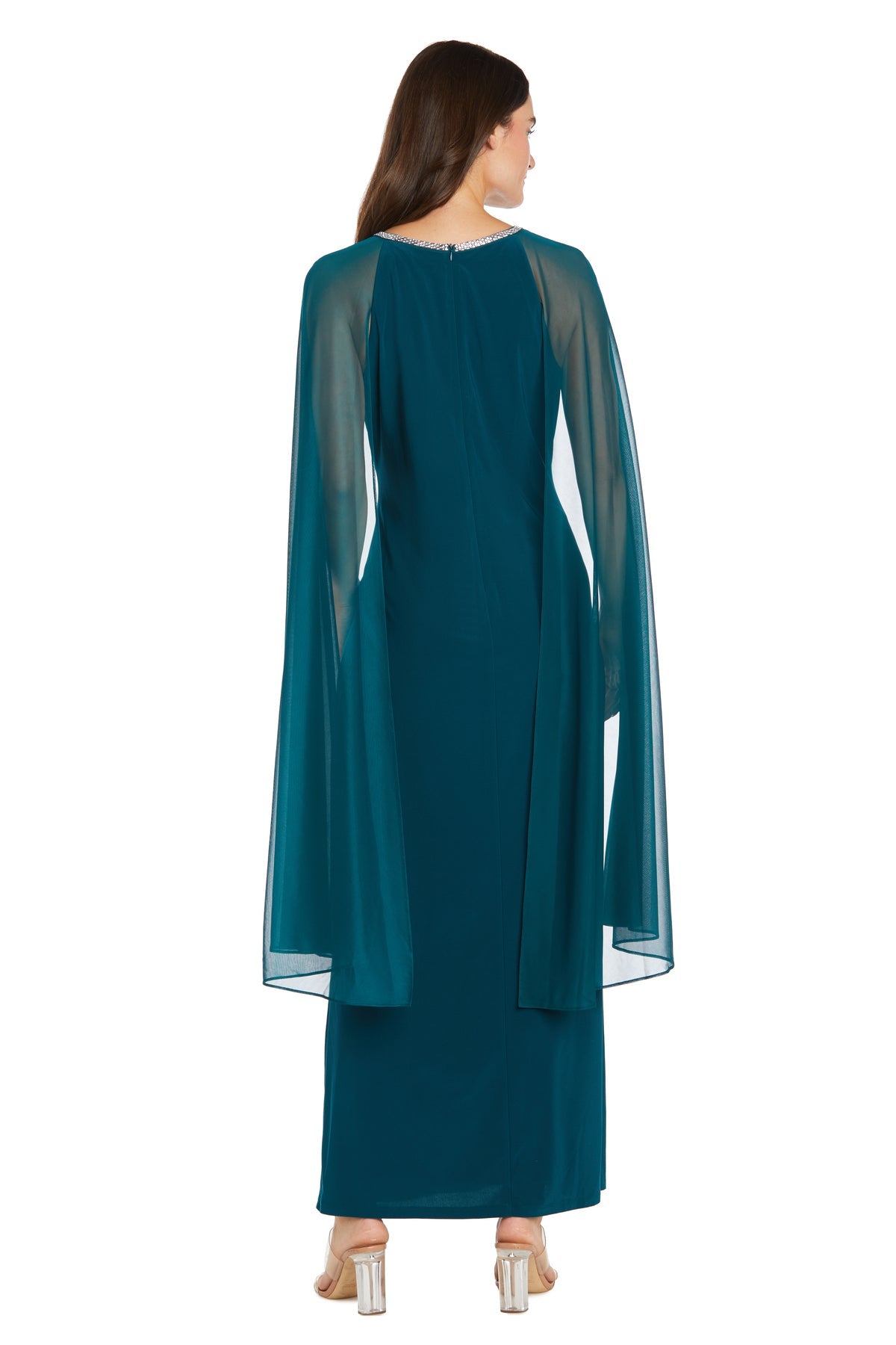 R&M Richards 3287 Long Fitted Cape Formal Dress
