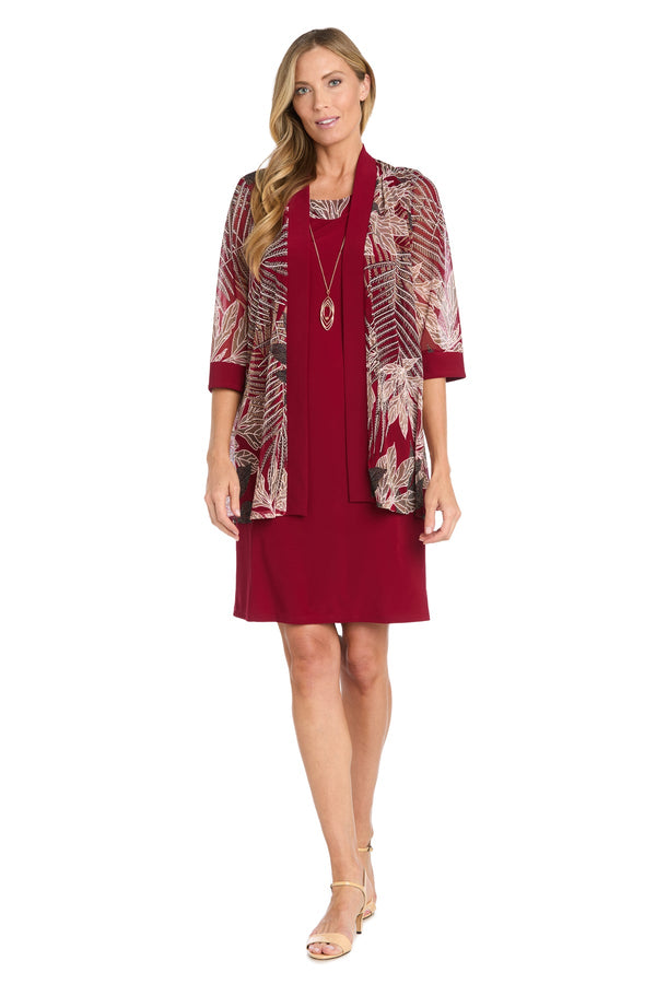Jewel Knee-Length Jersey Evening Sheath R&M Richards 3292A