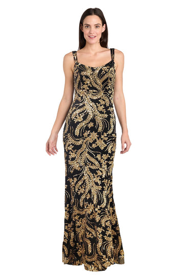Prom Dresses Long Formal Sequin Prom Dress R&M Richards 3295 Black/Gold